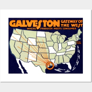 1920 Galveston Texas, Gateway to the West Posters and Art